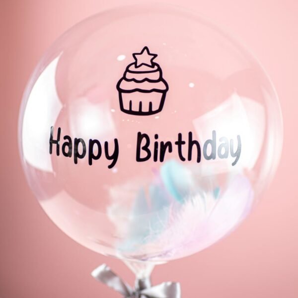 Chanelle Bouquet (Soap Flower) + 10″ feather Bubble Balloon - Image 3